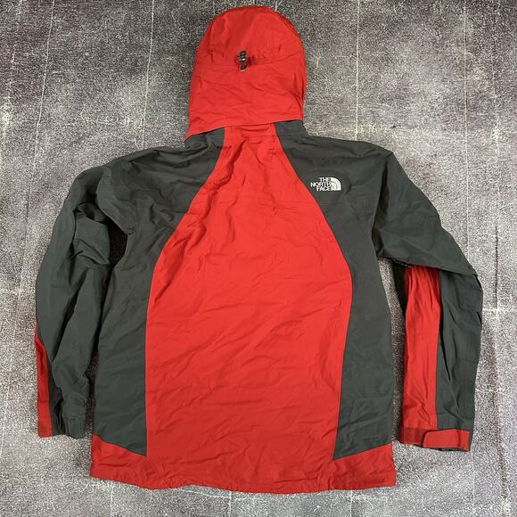 Men's The North Face Red Gray Hyvent Fleece Lined Hooded Windbreaker Jacket Sz L - Picture 5 of 5
